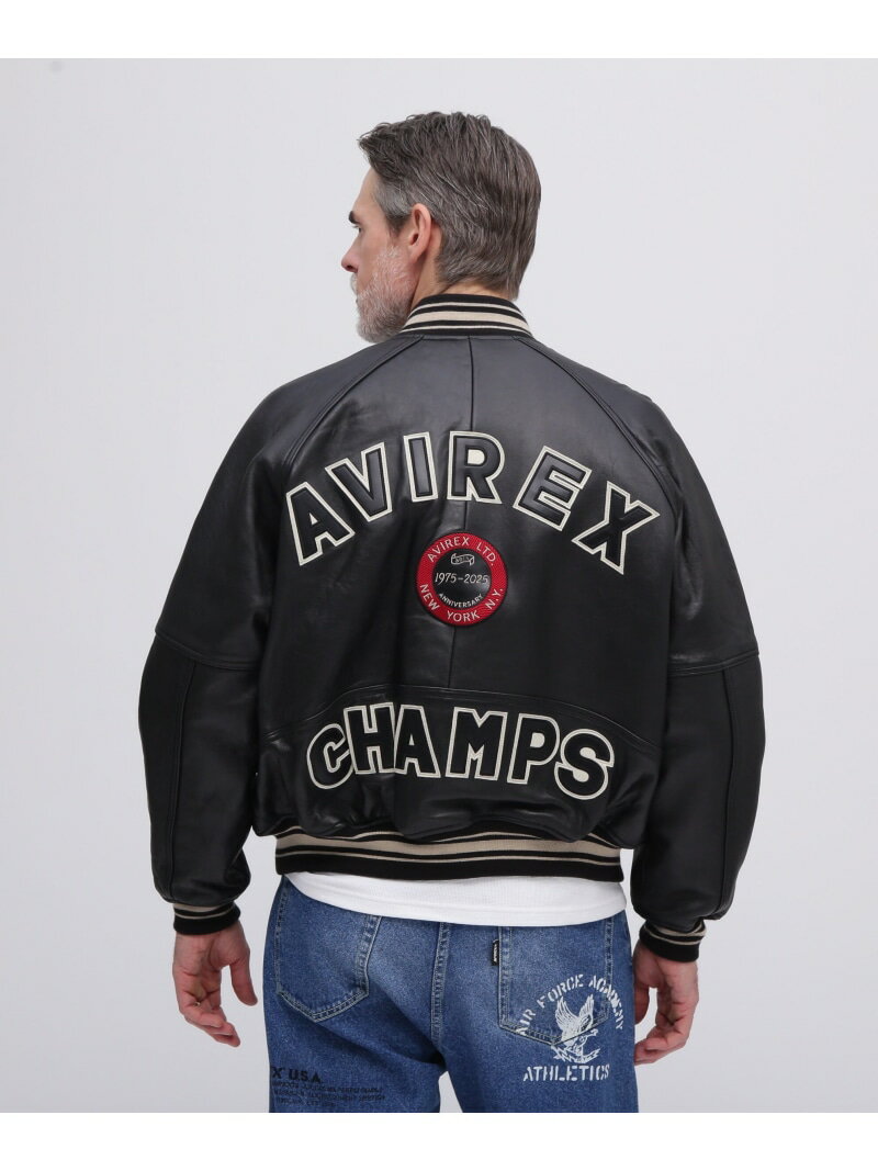Rakuten - 《50th Anniversary》VARSITY JACKET / バーシティ ジャケット / AVIREX / アヴィレックス AVIREX アヴィレックス ジャケット・アウター ライダースジャケット ブラック【送料無料】[Rakuten Fashion]