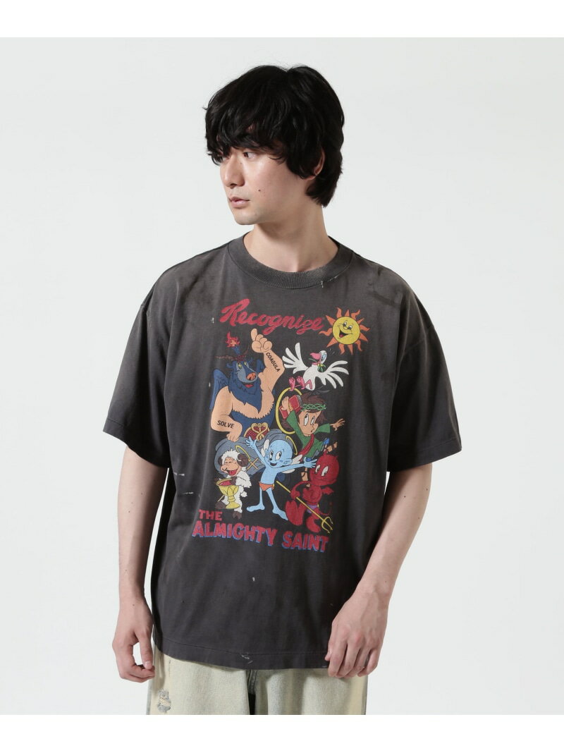 Rakuten - SAINT MICHAEL/セントマイケル/SS T-SHIRT/ALMITHY SAINT/BLACK ROYAL FLASH ロイヤルフラッシュ トップス カットソー・Tシャツ ブラック【送料無料】[Rakuten Fashion]