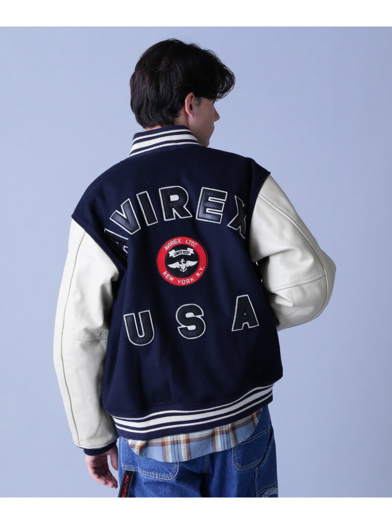 SUGNATUR VARSITY JACKET / シグネチャー バーシティ ジャケット / AVIREX / アヴィレックス AVIREX アヴィレックス ジャケット・アウター ブルゾン・ジャンパー ネイビー ブラック ブラウン