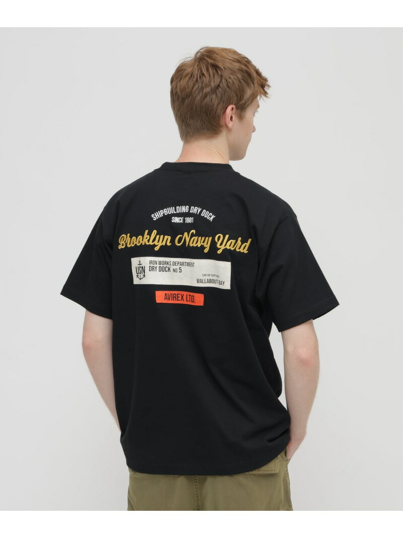 PATCHED S/S T-SHIRT "Brooklyn" AVIREX アヴィレックス トップス カットソー・Tシャツ ホワイト ネイビー オレンジ ブラック