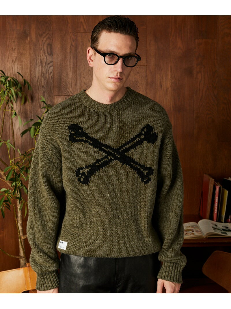 CROSS BONE KNIT/クロスボーン ニット Schott ショット トップス ニット グリーン ブラック【送料無料】[Rakuten Fashion]のサムネイル