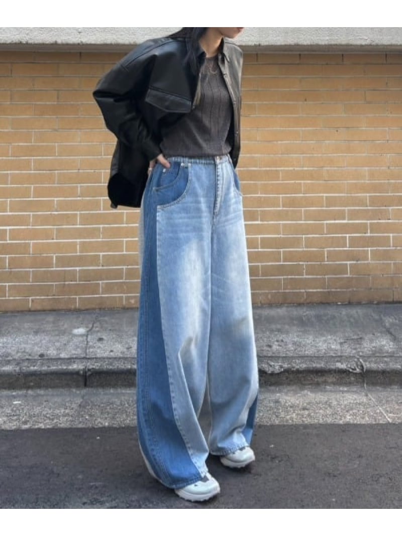 AULA AILA(アウラ アイラ)別注コクーンシルエットデニムパンツ B'2nd ビーセカンド パンツ その他のパンツ ブルー ブラック【送料無料】[Rakuten Fashion]