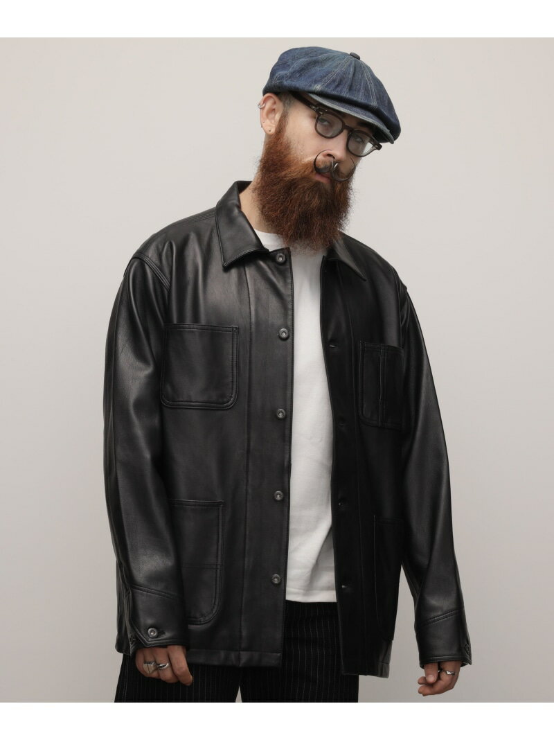 LAMB LEATHER COVERALL JACKET/