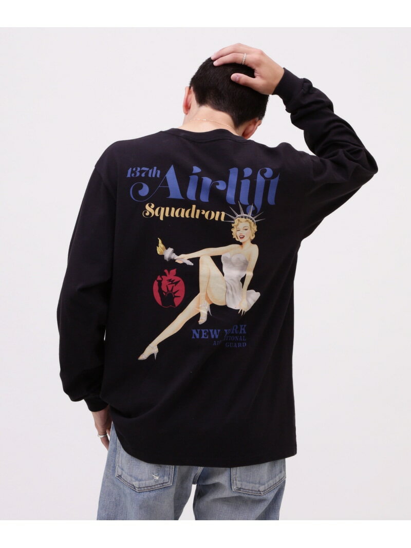 楽天US ONLINE STORE【SALE／30％OFF】LONG SLEEVE T-SHIRT STATUE OF LIBERTY / 長袖 Tシャツ スタ AVIREX アヴィレックス トップス カットソー・Tシャツ ブラック ホワイト ブルー【RBA_E】【送料無料】[Rakuten Fashion]