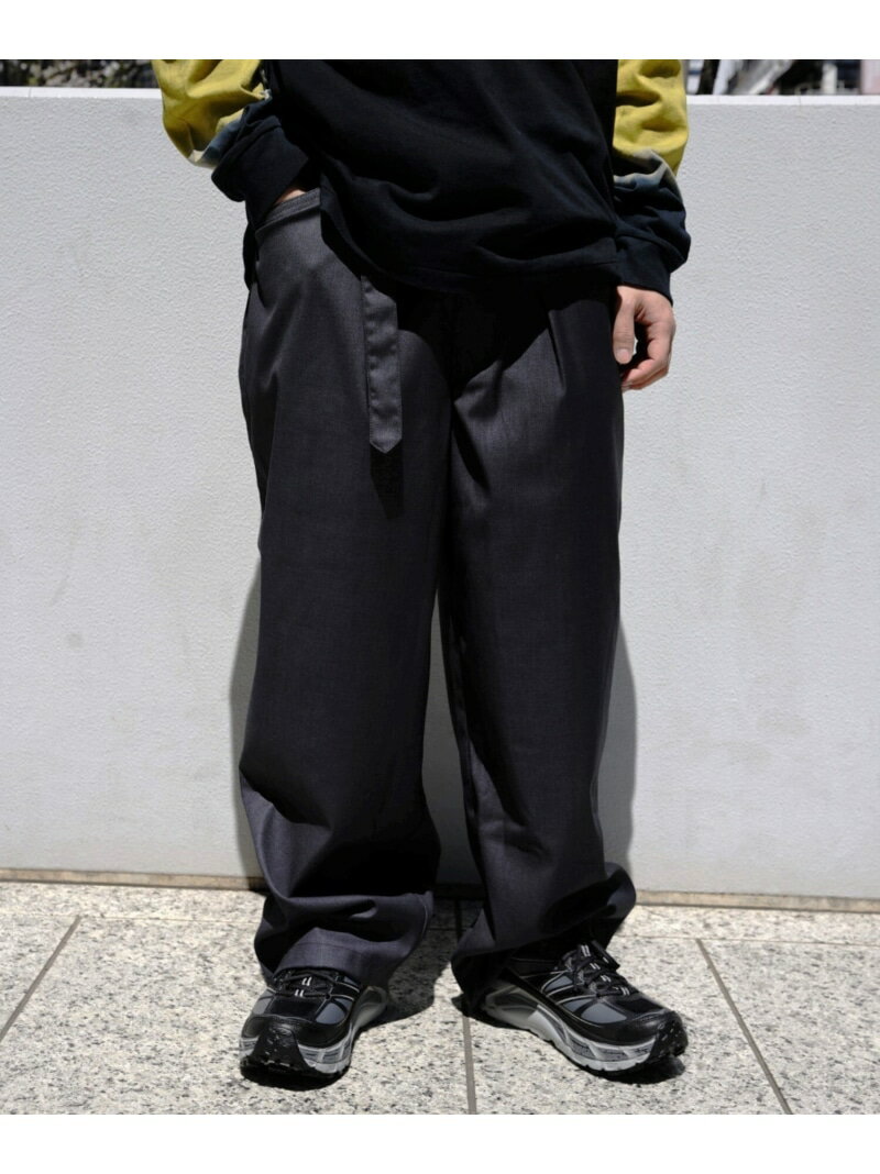 Rakuten - B omnivore/ビーオムニボー TR BELT LOOSE PANTS BEAVER ビーバー パンツ その他のパンツ グレー ブラック【送料無料】[Rakuten Fashion]