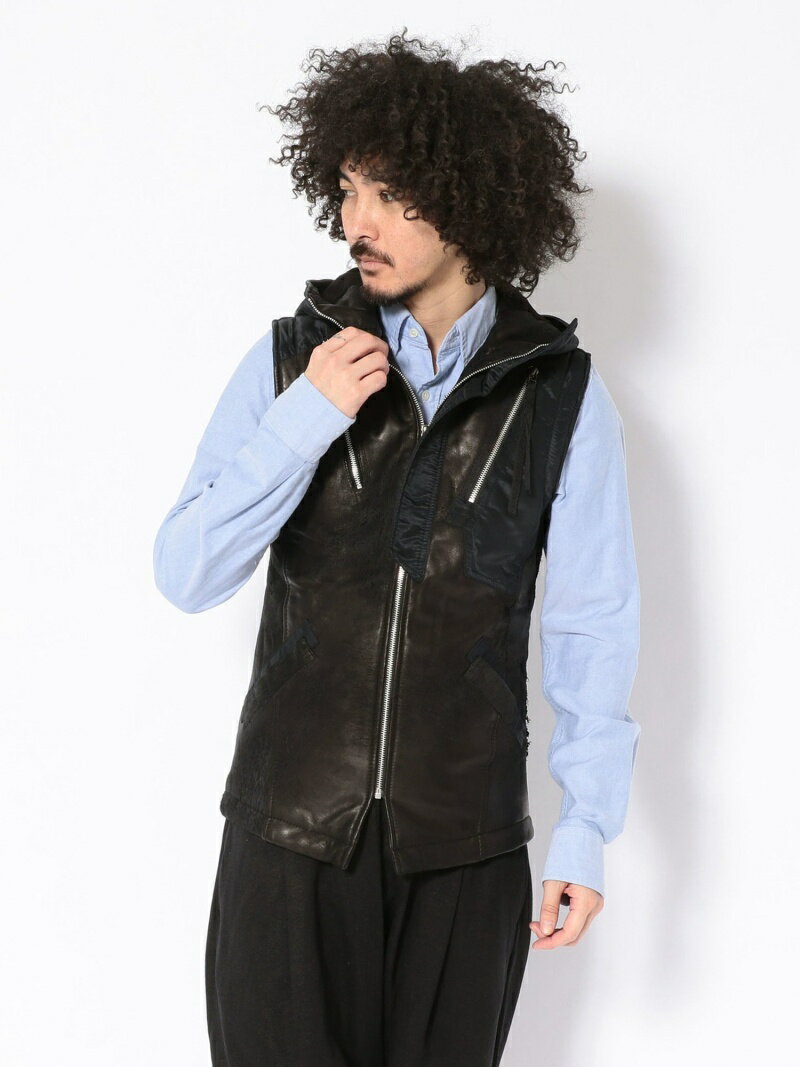 14thAddiction/フォーティーンスアディクション/NYLONCOMBIVEST/ナイロンコンビベスト ROYAL FLASH ロイヤルフラッシュ コート/ジャケット ベスト ブラック【送料無料】[Rakuten Fashion]