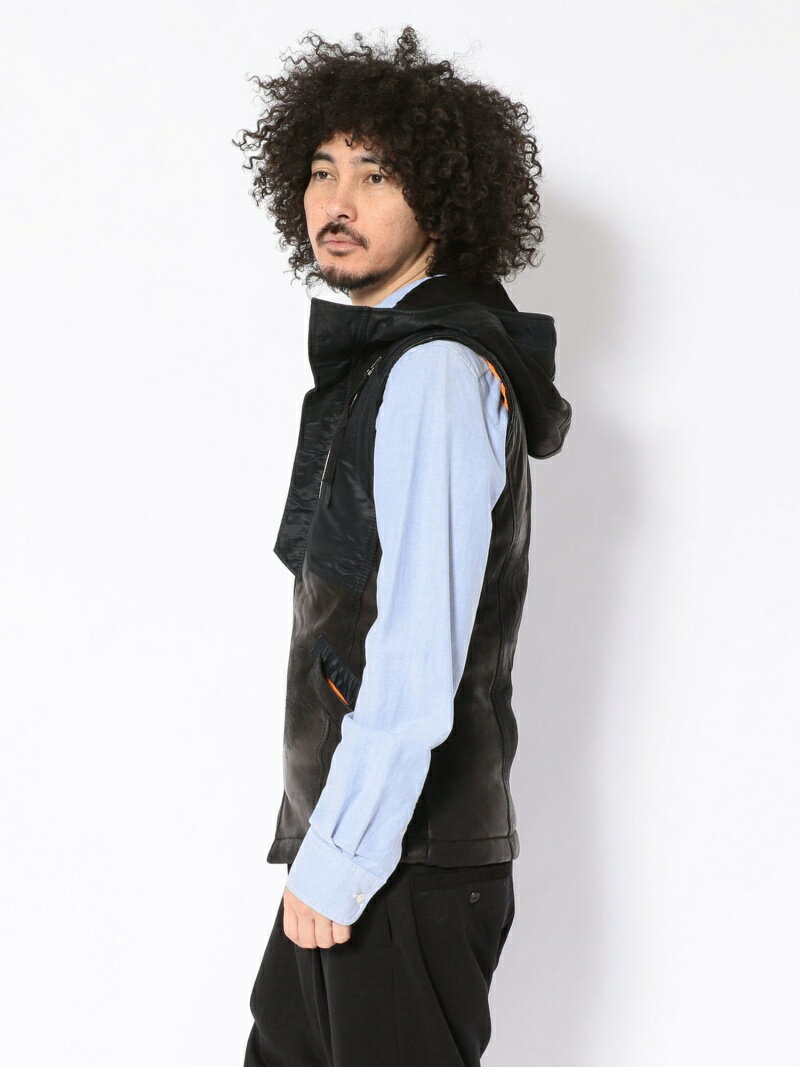 14thAddiction/フォーティーンスアディクション/NYLONCOMBIVEST/ナイロンコンビベスト ROYAL FLASH ロイヤルフラッシュ コート/ジャケット ベスト ブラック【送料無料】[Rakuten Fashion]