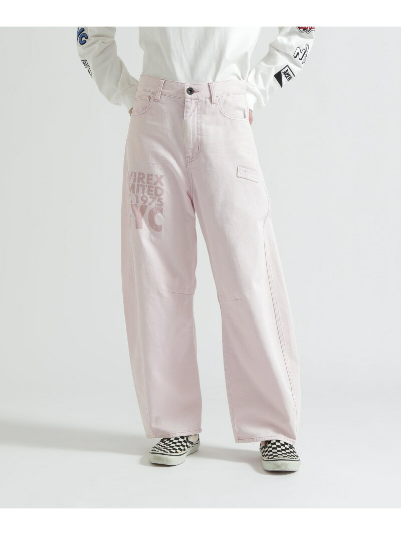 WAPPEN BARREL LEG DENIM PANTS AVIREX アヴィレックス パンツ ジーンズ・デニムパンツ ピンク ブルー【先行予約】*【送料無料】[Rakuten Fashion]