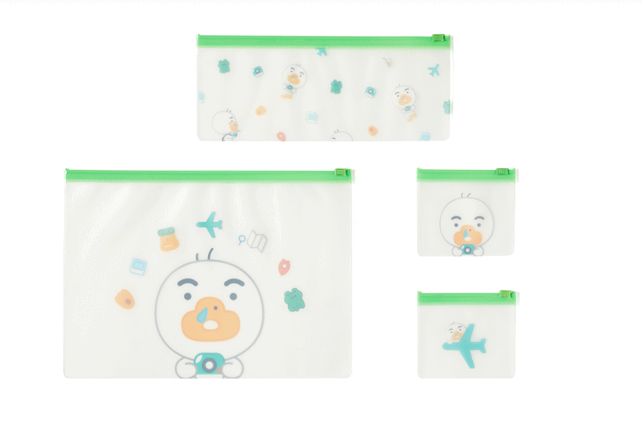 【メール便で送料無料】カカオフレンズ 公式 クリアポーチ　4種セット チューブ（韓国 収納 クリアケース あひる グッズ）