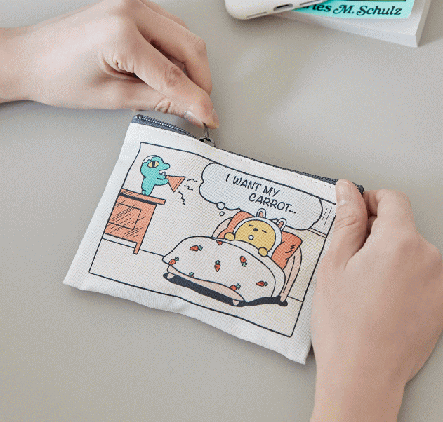 【メール便で送料無料】カカオフレンズ 公式 フラット ミニ ポーチ LAZY SUNDAY ムジ コン アイボリー 韓国 収納 ケースのサムネイル