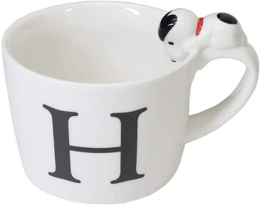 スヌーピー マグ マグカップ フィギュア付きイニシャルマグ『H』 (SNOOPY 子供会 コップ 景品 バレンタインデー ホワイトデー クリスマス プレゼント 卒業記念品 ギフト ピアノ発表会 合唱コンクール)