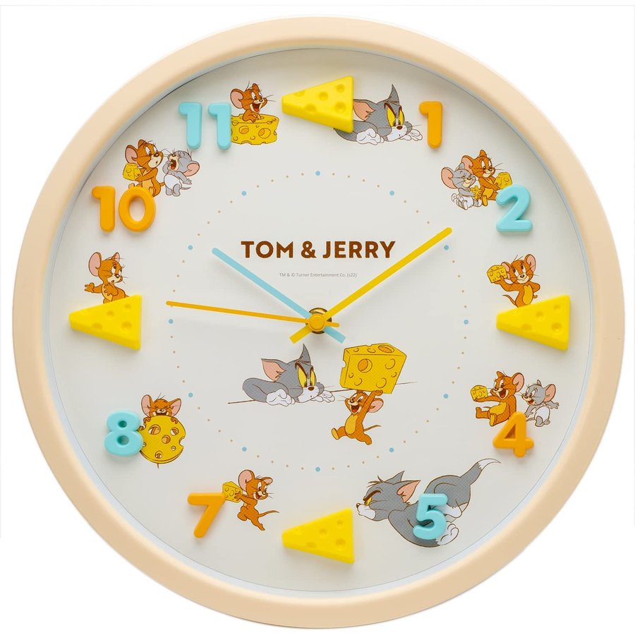 トム&ジェリー 壁掛け時計 アイコンウォールクロック チーズ(トム ジェリー 子供部屋 アナログ表示 連続秒針 新築祝い)のサムネイル