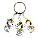 スヌーピー 干支 アクリル 3連キーホルダー メール便なら何個でも¥220で全国へ 2025 蛇年 キーホルダーSNOOPY ねつけ ストラップ 縁起 グ...