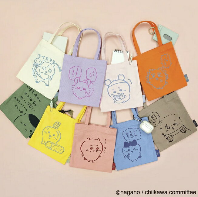 ちいかわ 刺繍ミニトート　メール便OK　チイカワ ハチワレ うさぎ モモンガ くりまんじゅう ラッコ シーサー 古本屋 あのこ バッグ バック トート アノコ かにちゃん らっこ 栗まんじゅう クリマンジュウ ももんが うさぎ ちいかわ はちわれ ナガノ 公式 ミニトート