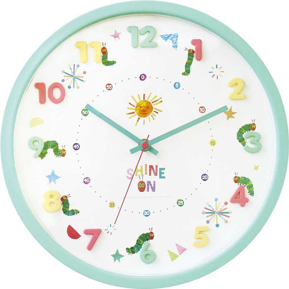はらぺこあおむし 時計 壁掛け時計 アイコンウォールクロック キャラクター時計　アナログ表示 連続秒針 壁掛時計 通販 グッズ キャラクター 子供部屋 新築祝い 引越し祝い はらぺこ あおむしのサムネイル
