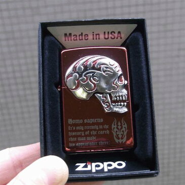 【zippo】【スカルグッズ】【ジッポー】【Made in USA】【レッド】【スカル】