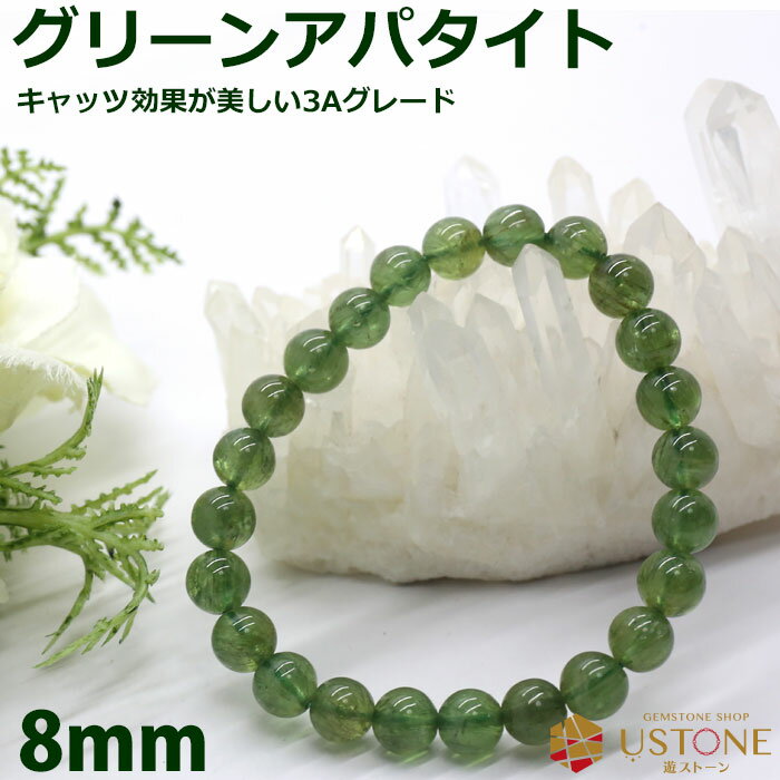 アパタイト ブレスレット グリーンアパタイト 天然石 パワーストーン AAA 8mm【送料無料】【パワーストーン専門店・健康グッズ・ブレス・長寿・癒し・ギフト_...