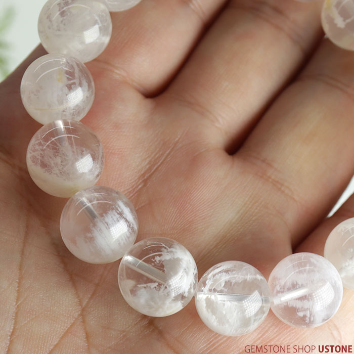 アゲートインクォーツ ブレスレット AAA 14mm 天然石 パワーストーン【レアストーン専門店 風水 腕輪 念珠 アクセサリー お守り ブレス ギフト プレゼント】