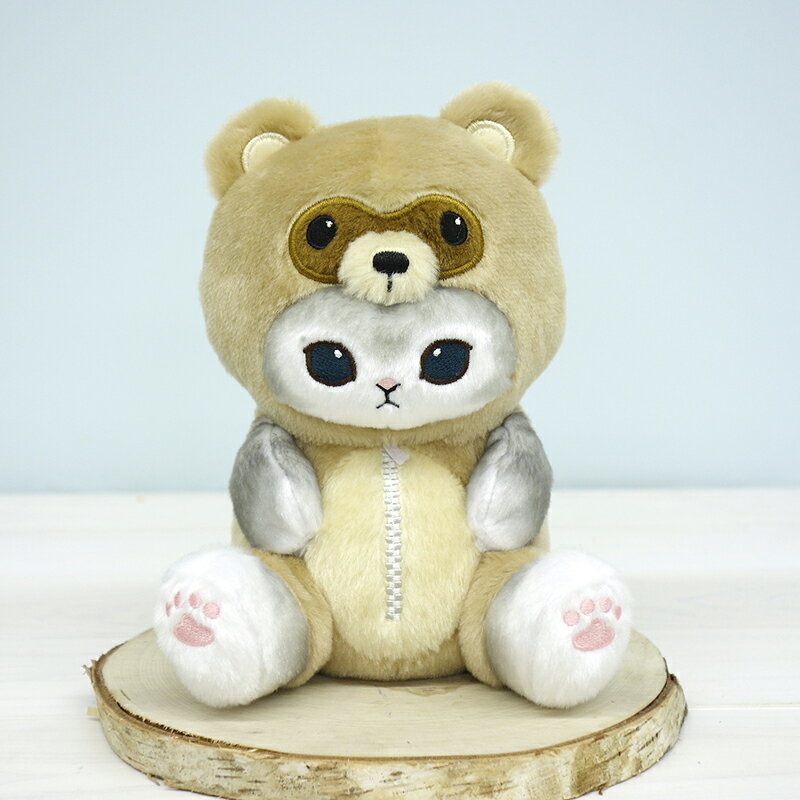ぽてたまぬいぐるみ モフサンド タヌキにゃん グレー【20cm】 【かわいい おしゃれ キャラクターグッズ 猫ねこ mofusand 女の子用 男の子用 猫福珊迪 誕生日 クリスマス 子供の日 プレゼントギフト 被り物 】