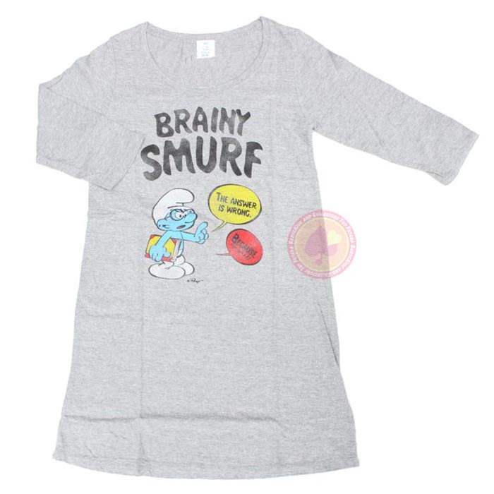 Tシャツ(ブレイニー メガネ)ヘザーグレー/スマーフ（The Smurfs） 【アパレル】