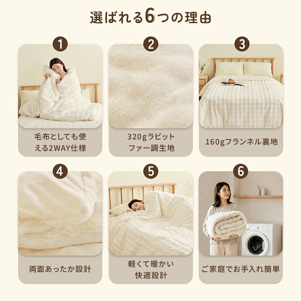 【新商品発売★先着5名様限定で半額OFFクーポン配布中！】掛け布団カバー 毛布にもなる ラビットファー調 冬用 あったか 320g エンボス加工 フランネル シングル セミダブル ダブル ふわふわ なめらか ブランケット 洗える 軽量 おしゃれ 保温 秋冬 両面仕様 S/M/L ustyle01-10000141 Softime生活館 サンプル画像3