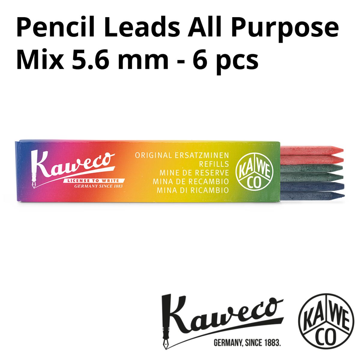 筆記用具 芯 カヴェコ KAWECO 替芯 カラー 3.2mm (3色 各2本 合計6本) KAWECO-REF3.2C シャープペンシル ステーショナリー 消耗品 REF32C レッド ブルー グリーン 赤 青 緑 1