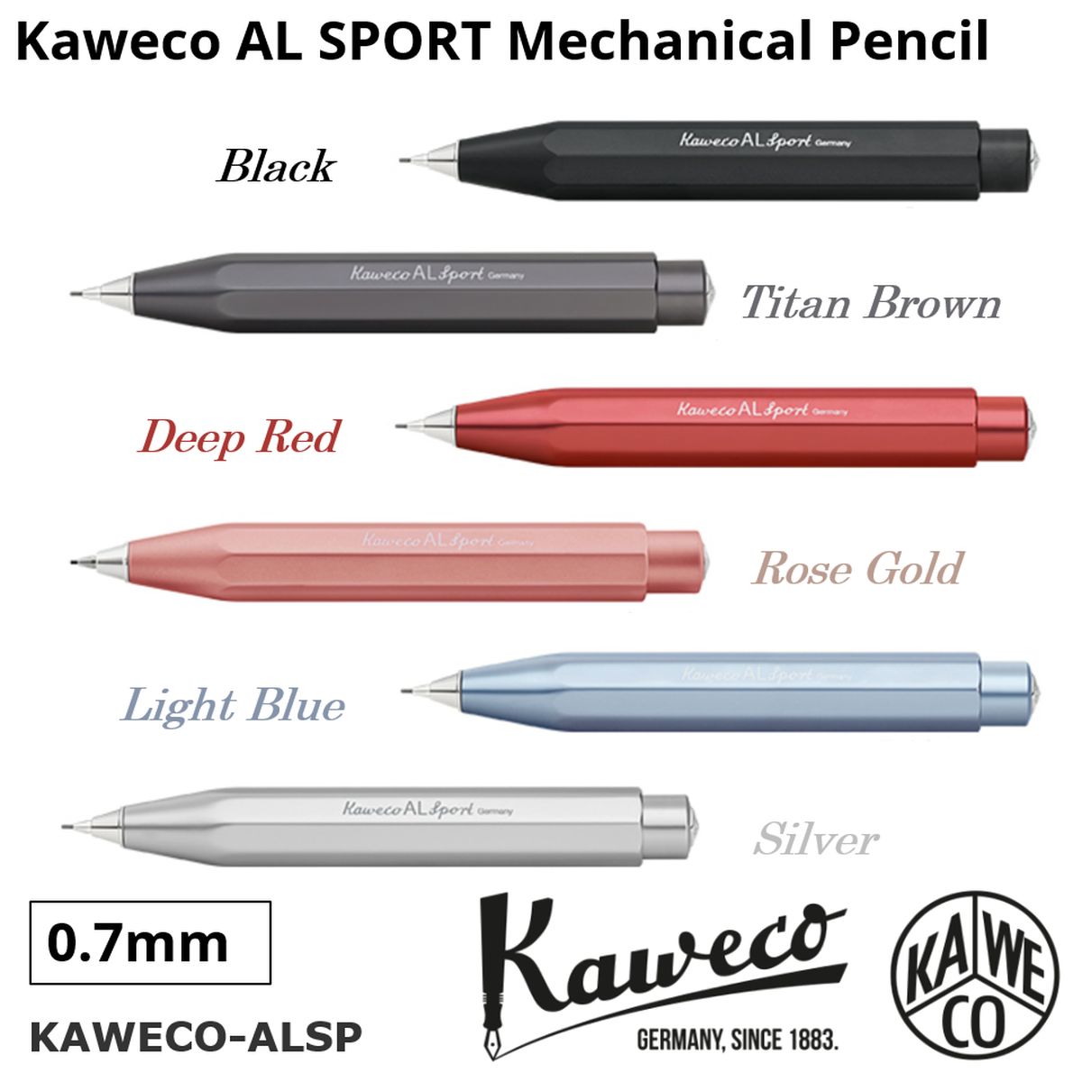  シャープペン シャーペン アルスポーツ 0.7mm カヴェコ ペンシル KAWECO AL SPORTS Mechanical Pencil ALSP 0.7mm アルミ 真鍮 スチール クリスマス プレゼント ギフト 彼氏 彼女 女性 男性 男の子 女の子 カラフル くすみカラー