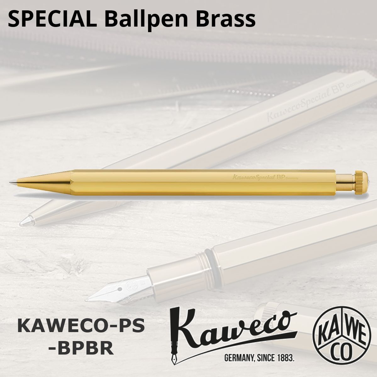 おしゃれな高級ボールペン ボールペン カヴェコ KAWECO スペシャル ボールペン ブラス BRASS 真鍮色 筆記用具 ステーショナリー PS-BPBR ブラック 黒 おしゃれ かわいい ブランド 文具 筆記用具 文房具 プレゼント ギフト 高級ボールペン 高級ペン 単色ボールペン 細め 書きやすい 疲れにくい 人気