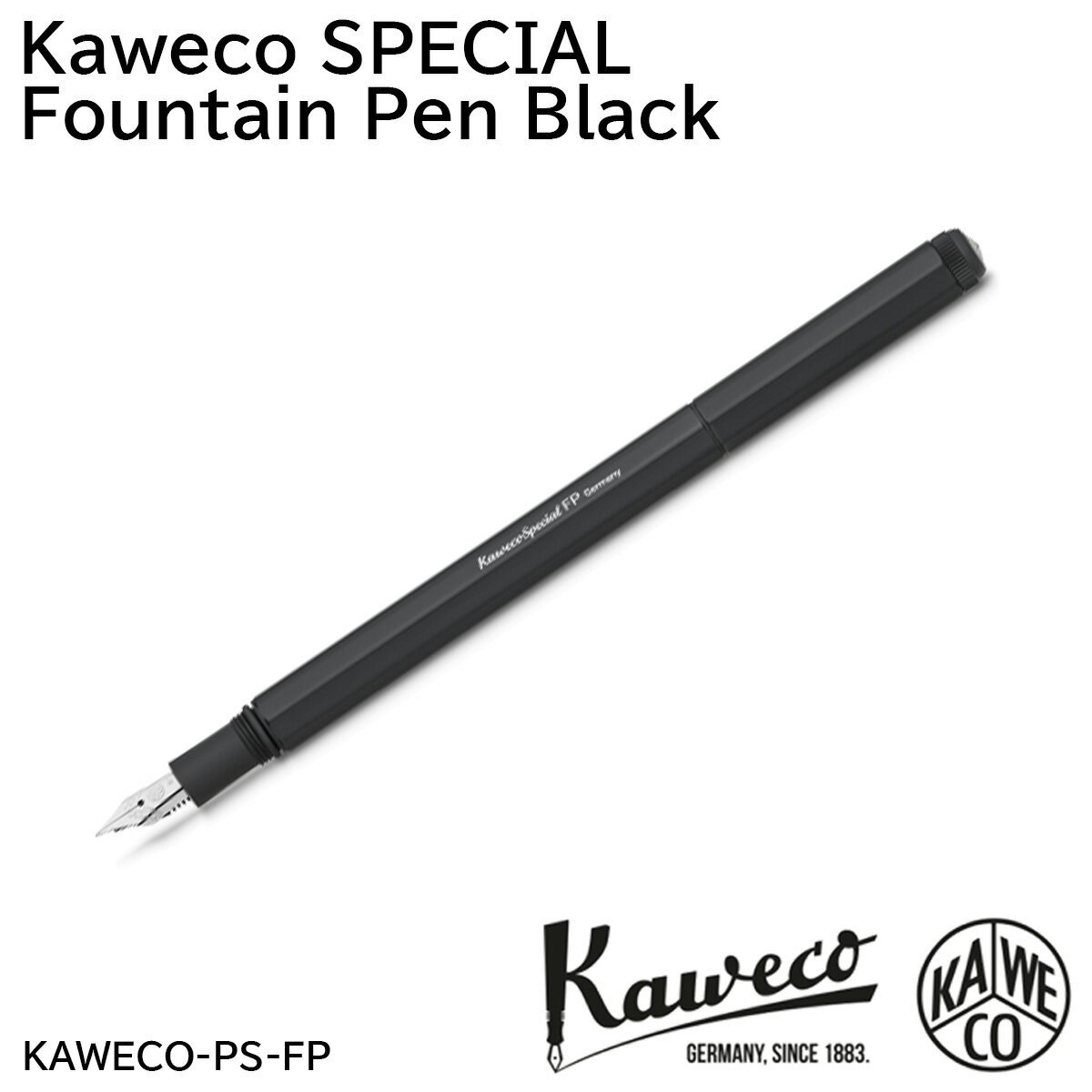 KAWECO SPECIAL Fountain pen Black カヴェコ スペシャル 万年筆 ブラック アルミケース PS-FP復刻版 文房具 筆記用具 ステーショナリー ペン先 スチール アルミ ドイツ 8角形 インク 両用式 筆記 ペン習字 帳簿 書類 事務 オフィス シンプル 滑らか レトロ 入学祝い 就職祝