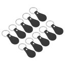 PATIKIL レザーキーホルダーキット 10個入り PU レザーキーホルダーブランクリベットとキーホルダー付き DIY キーホルダー レー ザー彫刻用レザー製作用 ブラック