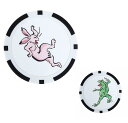 ゴルフマーカー 両面デザイン 40mm カジノチップ グリーンマーカー マグネット対応 (鳥獣戯画うさぎ×カエル)