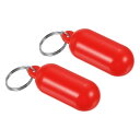 PATIKIL フローティングキーホルダー 2個セット プラスチック製キーフロート サーフィン 釣り マリン セーリング用 浮力キーリング 赤色