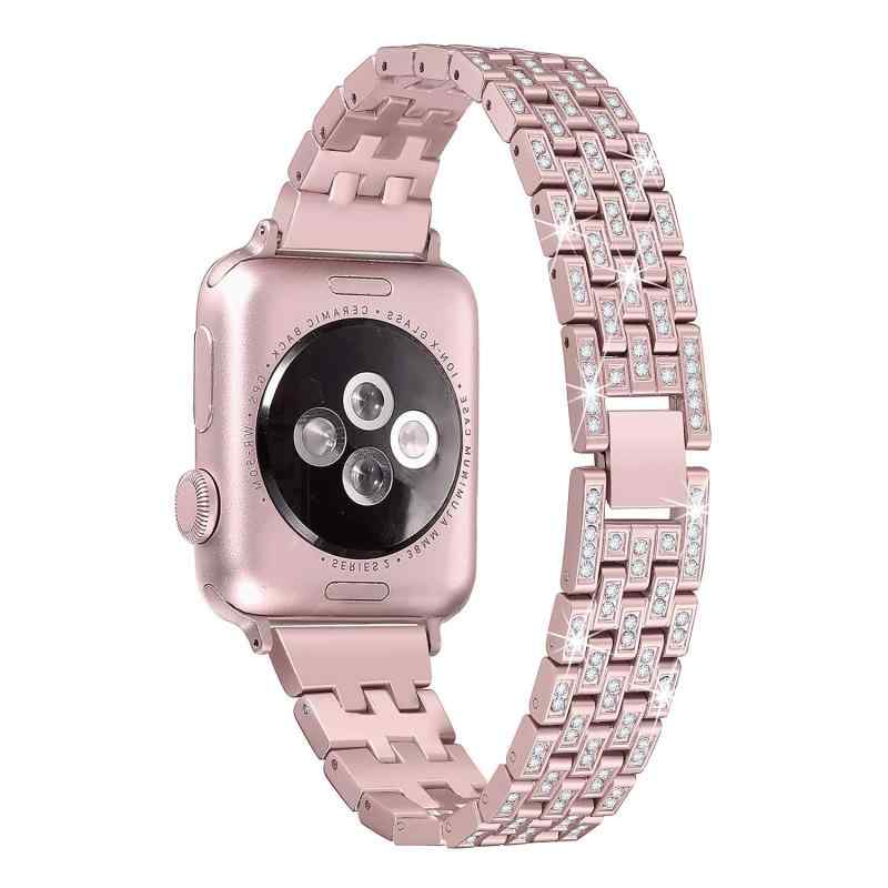 対応Apple Watch 8/SE2/7/1/2/3/4/5/6/SE 41mm 40mm 38mm 高級ステンレスバンド Apple Watch Series 7 バンド キラキラ おしゃれ 調節可能 光沢度高い ラインストーン付け アップルウォッチ(2.0)