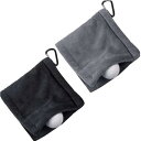 MINBOOT ゴルフ タオル 14*14cm 2個入り ゴルフボール拭き カラビナ付き ゴルフボールクリーナー ゴルフ用品 小物 便利 極細繊維 清潔用 (ブラック、グレー)(4)