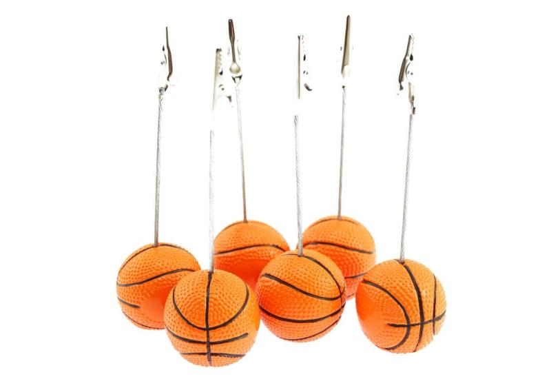 Olive-G 6本 セット かわいい バスケットボール 型 メモスタンド メモクリップ メモホルダー 写真立て ..