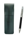 シボ革ペンケースモスグリーン 本革巻回転ボールペンディレクターセット 黒 SASMG-PD03-B