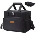 クーラーボックス 保温 保冷バッグ クーラーバッグ キャンプ バーベキュー 軽量 大容量 15L 手提げ 肩掛け 2way (ブラック)
