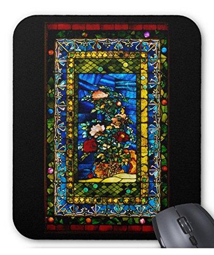 ジョン・ラファージ作『 風に吹かれる牡丹 』のマウスパッド：フォトパッド（ ステンドグラスシリーズ ）