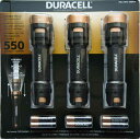 DURACELL LED防滴懐中電灯3本セット 550ルーメン/3パターン点灯 黒