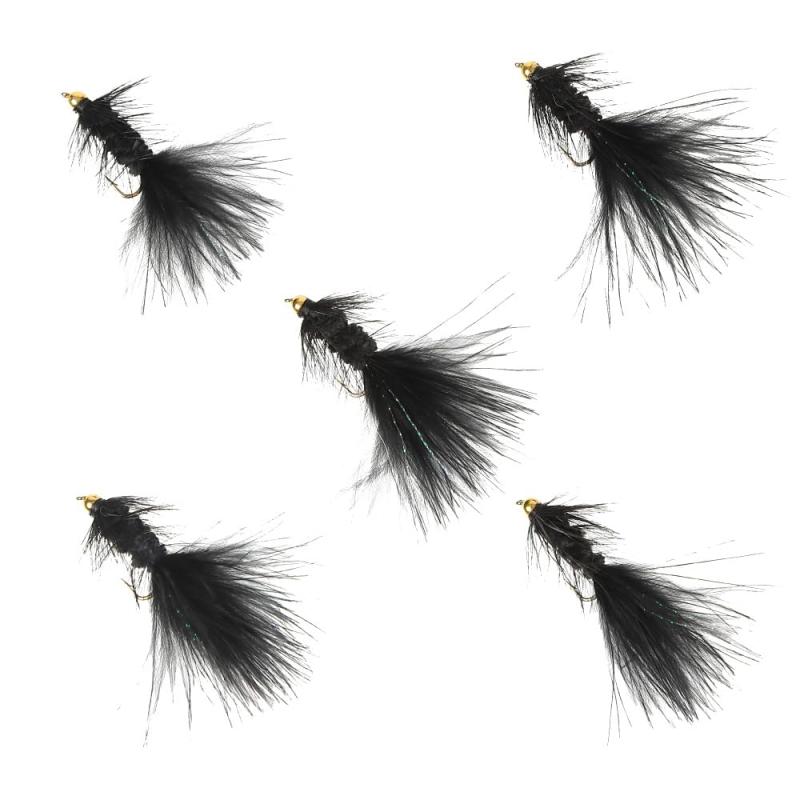 woolybugger black #8 完全フライ フライフィッシング用 毛ばり フライ 5個セット その18