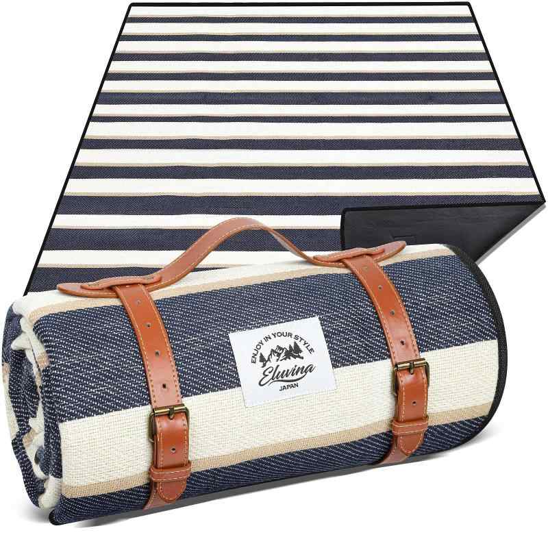 【BEPAL Net掲載品】 レジャーシート ピクニックシート 厚手 2~3人用 150x200cm 大判 コンパクト 防水 おしゃれ Eluvina(エルビナ) (ストライプ)