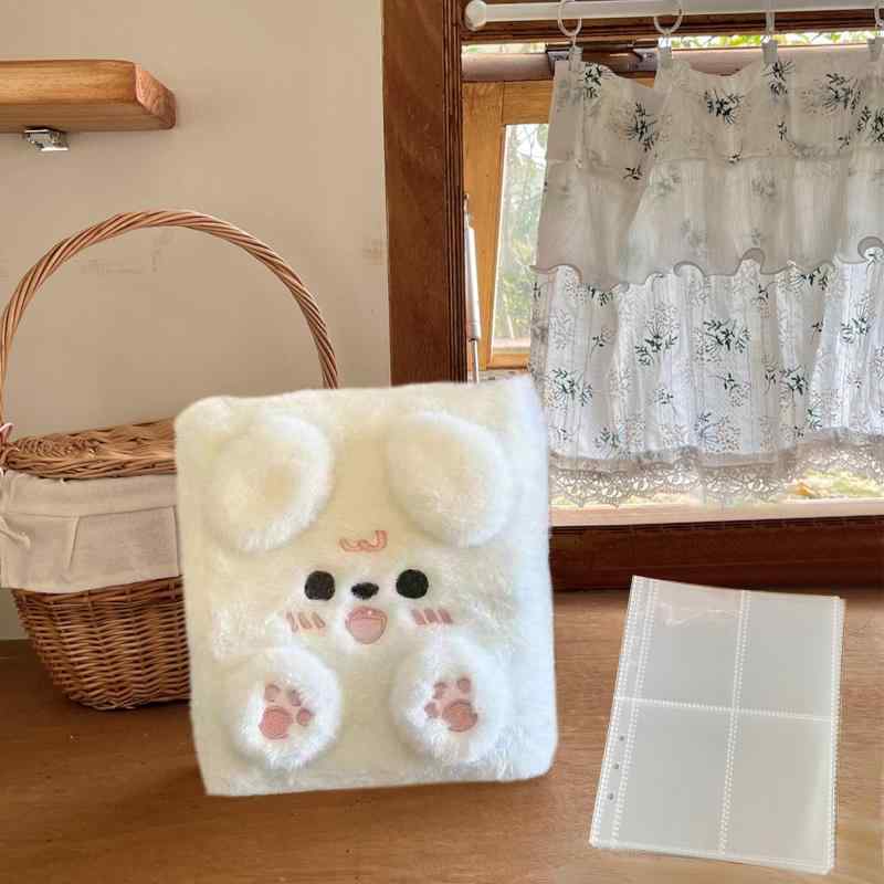 happykau シール帳 A6 ふわふわ動物デザイン 可愛い 女の子 シール帳 4コマの内側ページが20ページあります 大容量収納 手帳やアルバム 学生 子供 シールやカード収納 おしゃれ プレゼント