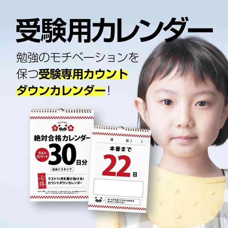 日めくり カレンダー 受験 本番 試験 カウントダウン 30日 1ヶ月用 2025 2026 壁掛け 合格祈願 合格グッズ 日めくり 中学 高校 入試 メモ 日付なし 受験カレンダー 本番のサムネイル