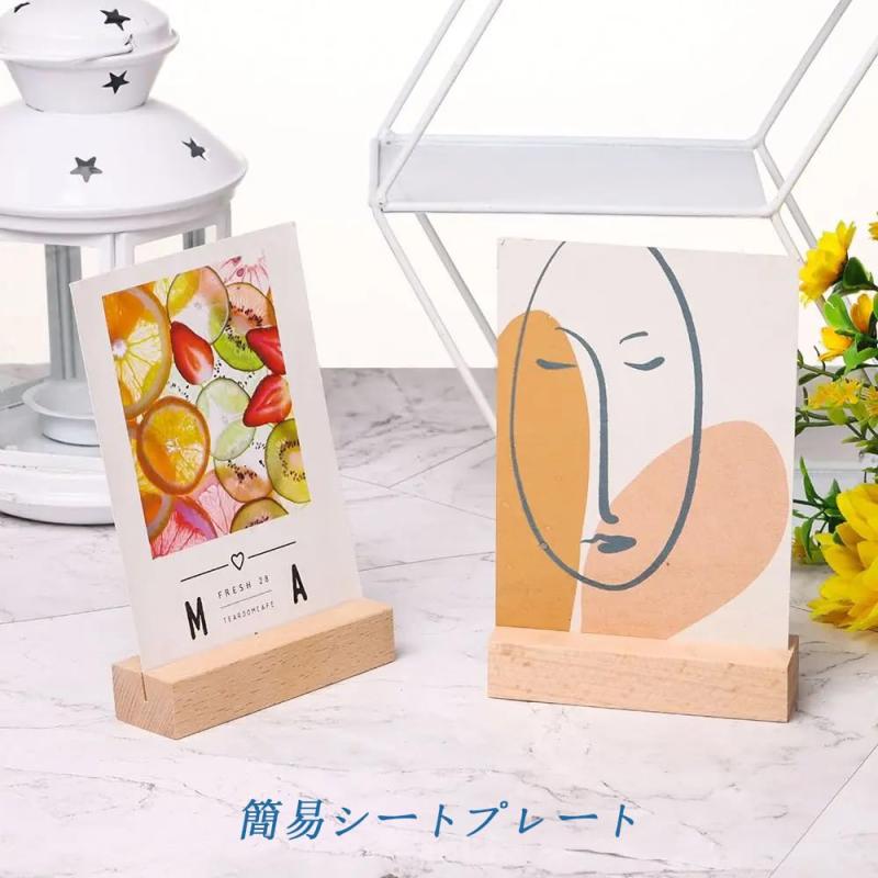 YIXINLYMY 木製 カードスタンド メモスタンド カード立て 10個入 天然木 メモクリップ 写真立て カードスタンド 名刺ホルダー テーブルナンバーホルダー 机上用品 文房具 (直方体)