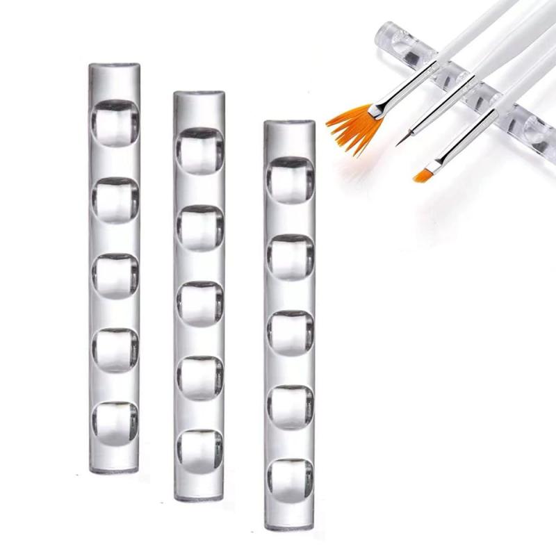 Yurika ネイルアートペンホルダー ジェルネイル 油絵の筆置き3個 透明クリア ネイルブラシホルダー5 グ..