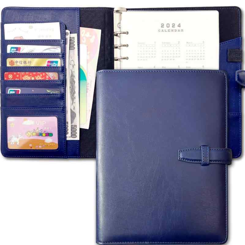 【SYOUGO】システム手帳 A5 6穴リング PUレザー メモ帳 カバー リフィル付き カード収納 ビジネス ルーズリーフ 卒業記念品 退職 就職 昇進お祝い プレゼント