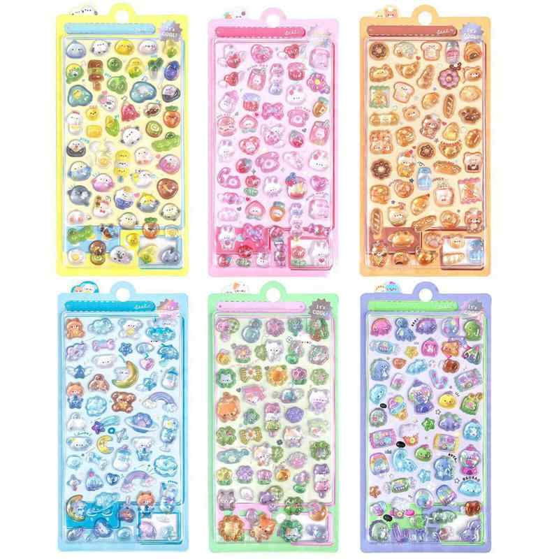 立体シール シール 6枚セット 3Dデコシール ステッカー キラキラごほうびステッカー 可愛い 携帯電話飾り用手帳用 DIY用 日記帳用 貼り付け可能 手芸用品 贈り物 DIY 手作り 手帳用 カレンダのサムネイル