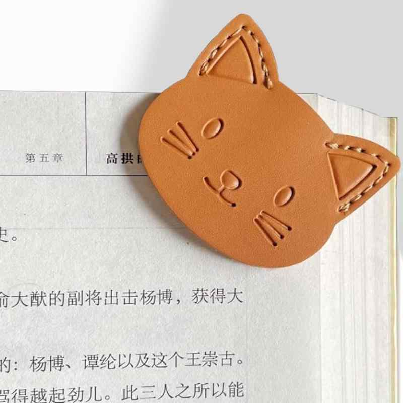 AirAkl 猫のしおり漫画革猫頭かわいいブックマーク栞 読書用 子供 学生 読書の人 本を愛する人へ プレ..