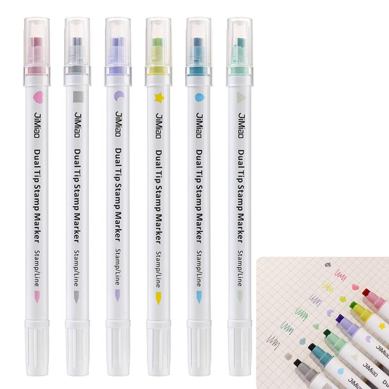 Coollooda 水性ペン【 6色セット】水性マーカー カラー ペン ダブルチップ 粗細字両用 握りやすい ハイ..