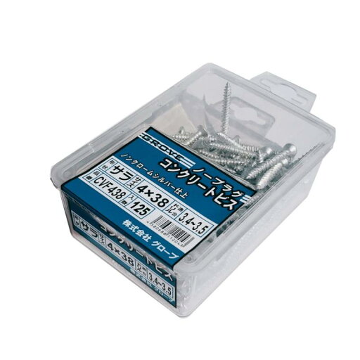 GROVEコンクリートビス サラ 125本入 φ4.0X38mm CVF438 GROVEコンクリートビス サラ 125本入 φ4.0X38mm CVF438